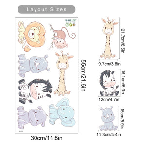 Cartoon Leaves Animal Nursery Wall Decals