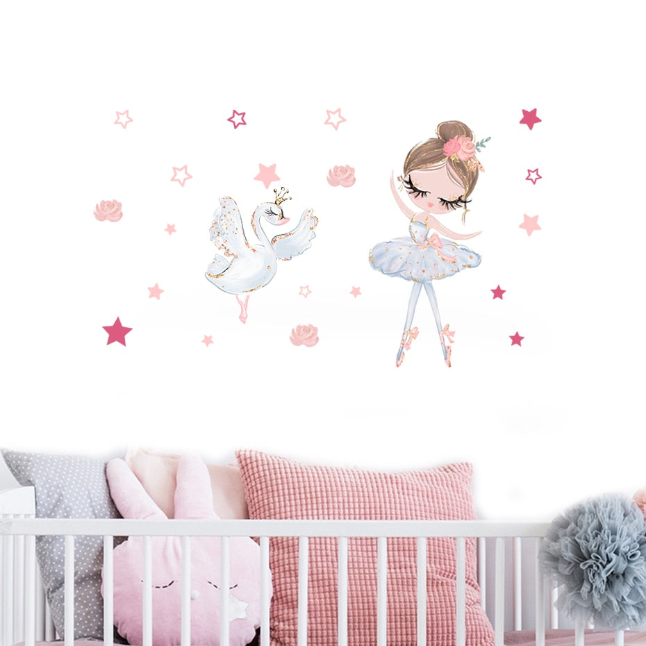 Nursery Wall Decals Swan Girls