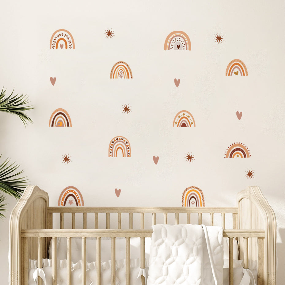 Boho Rainbows Hearts Wall Decals