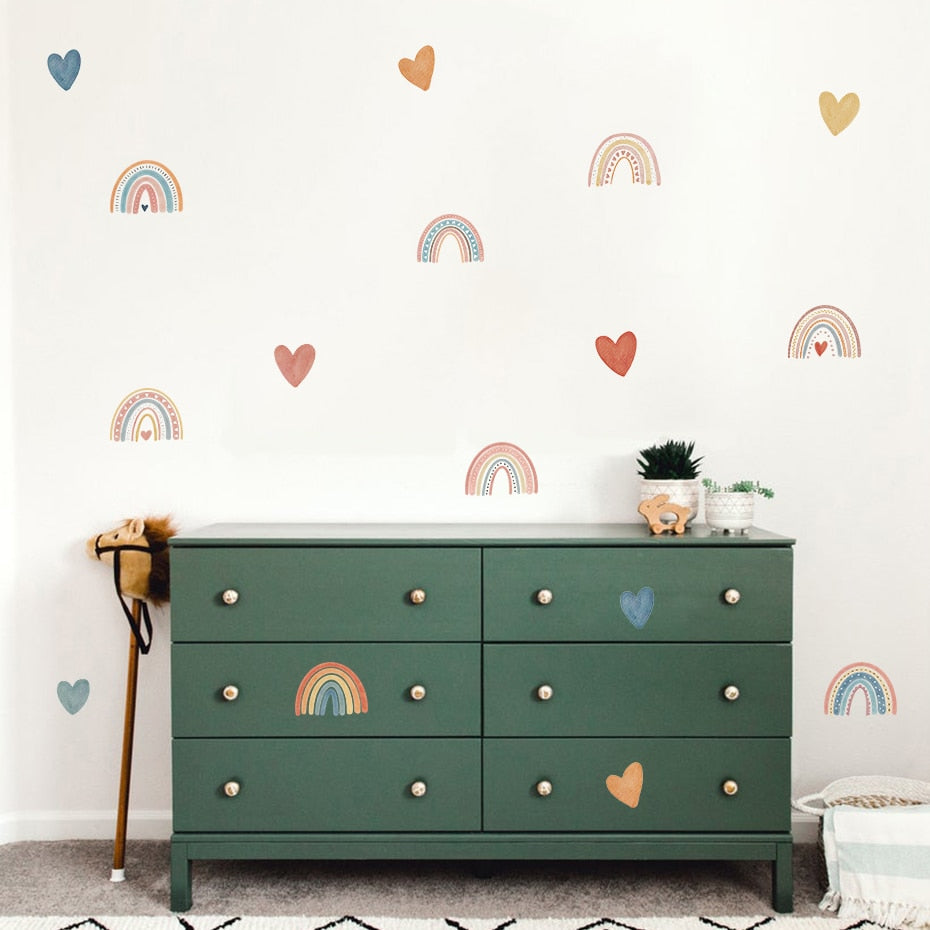 Colorful Rainbow Heart Wall Decals