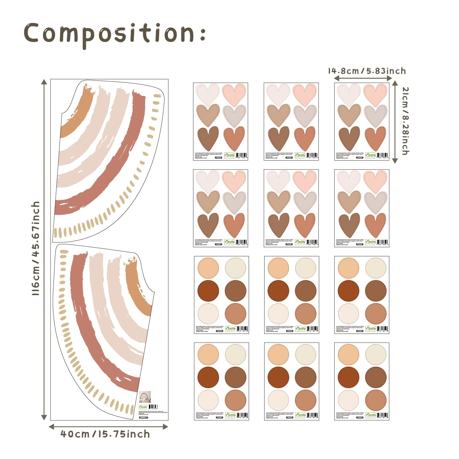 Boho Pattern Rainbows Wall Decals