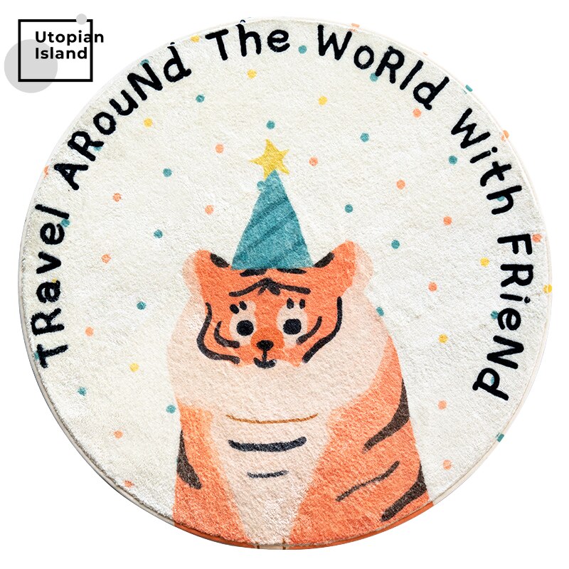 Area Round Rug Animal Friends