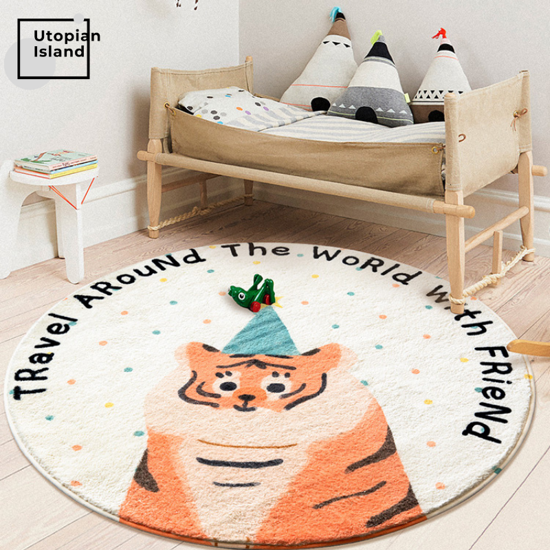 Area Round Rug Animal Friends