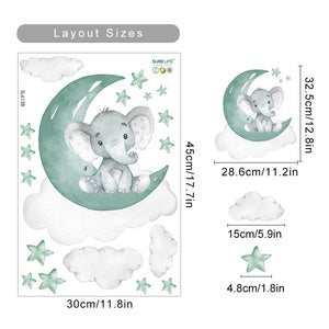 Cartoon Elephant Stars Wall Decals