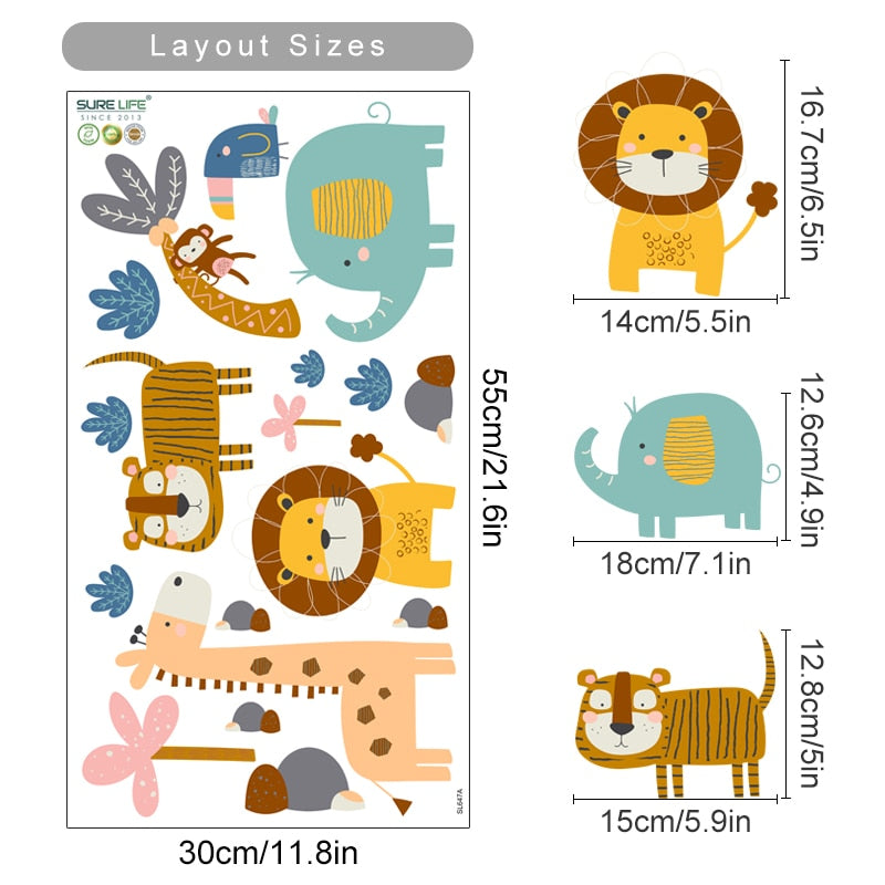 Cartoon Wall Decals Funny Animals