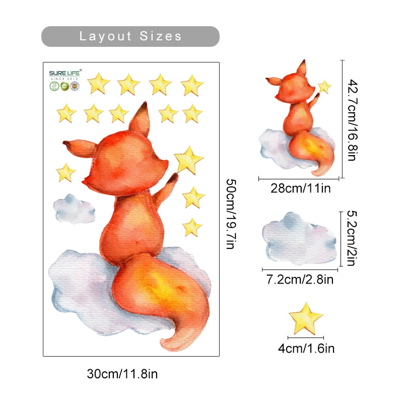 Cartoon Cute Fox Wall Decals