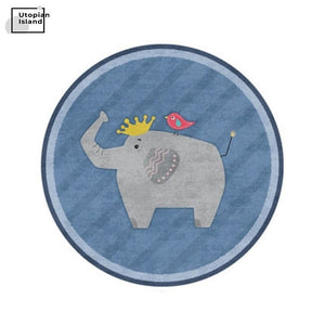 Round Rug Cute Animal Portraits