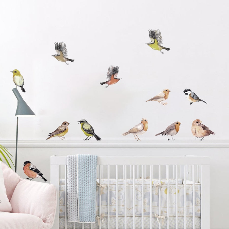 Nursery Wall Decals Birds Tit Finch Sparrow