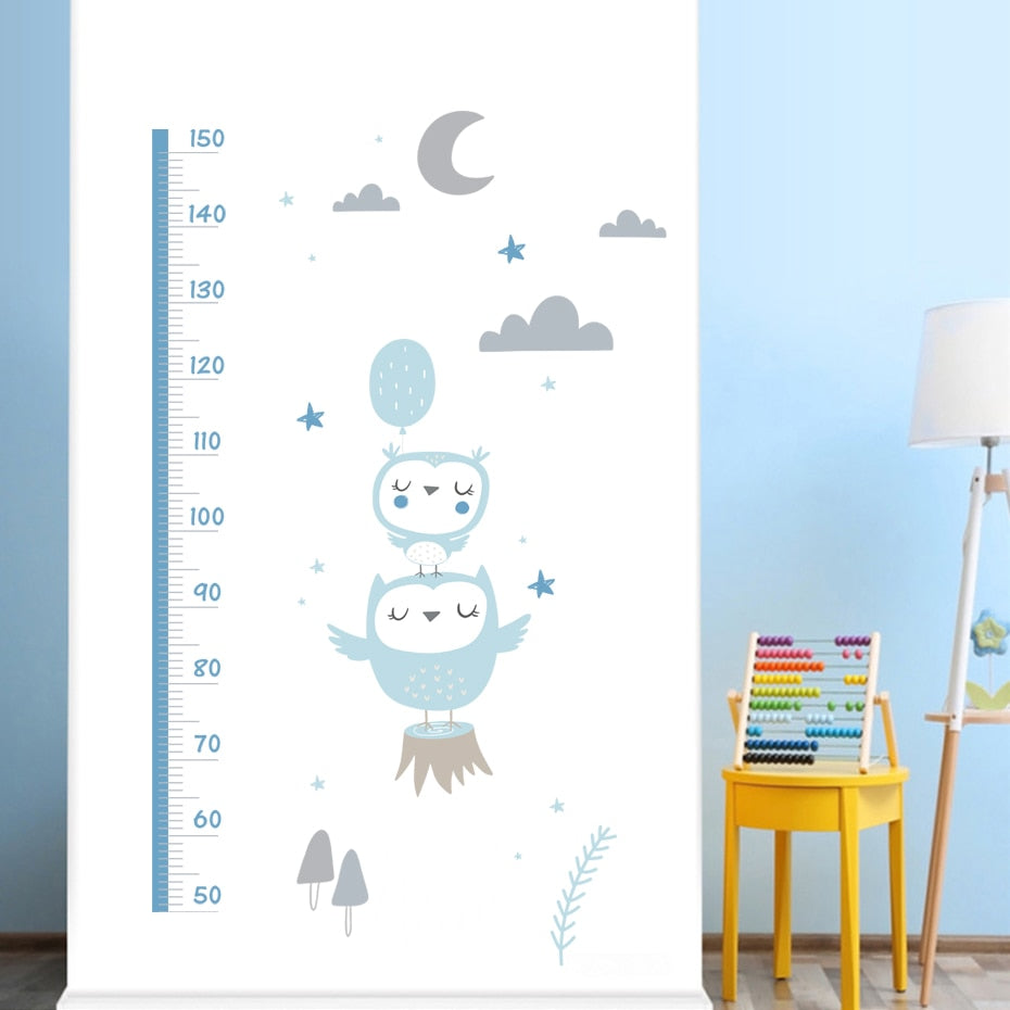 Height Chart Wall Decals Owl Moon Clouds