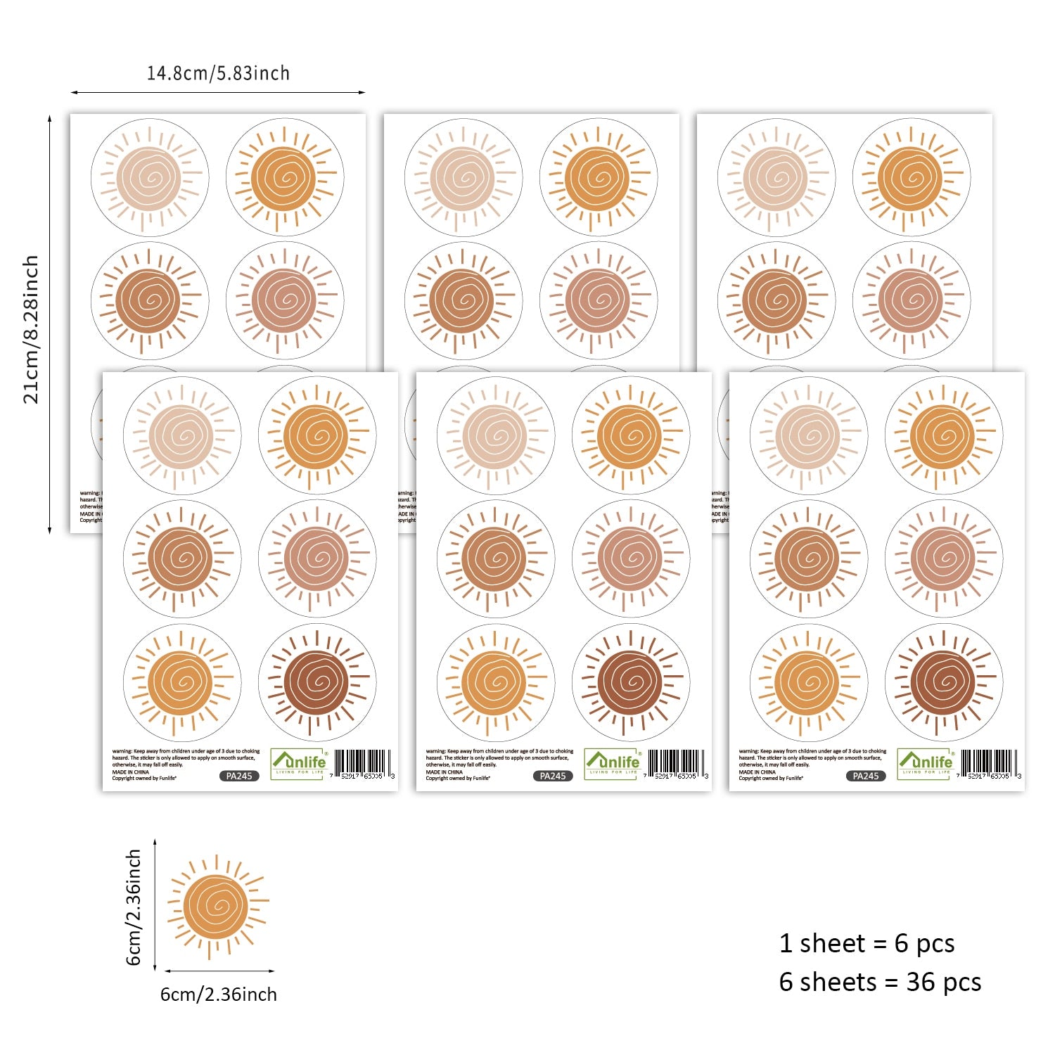 Pattern Wall Decals Boho Suns