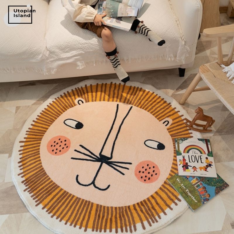 Area Round Rug Tiger Portraits