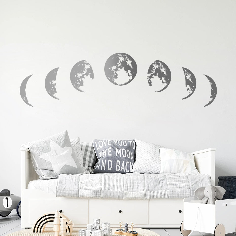 Nursery Wall Decals Gold Silver Moon Phase