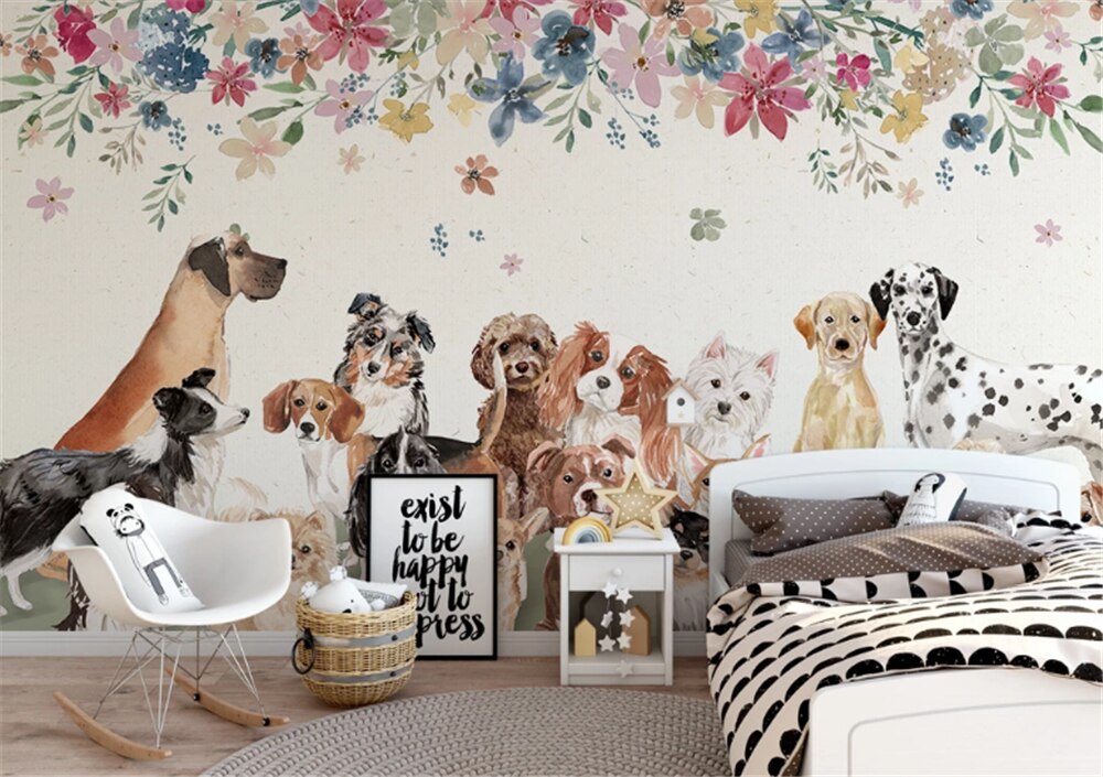 Cute Group of Puppies Wallpaper Mural