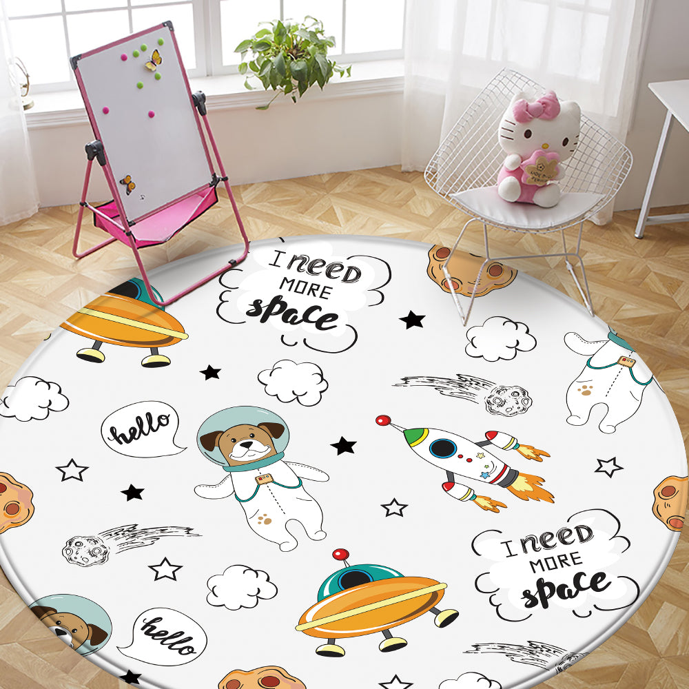 Nursery Cartoon Style Area Round Rug