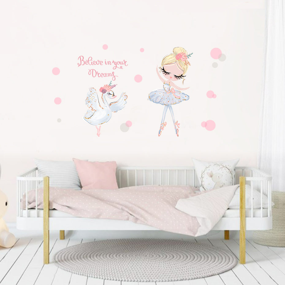 Nursery Wall Decals Swan Girls