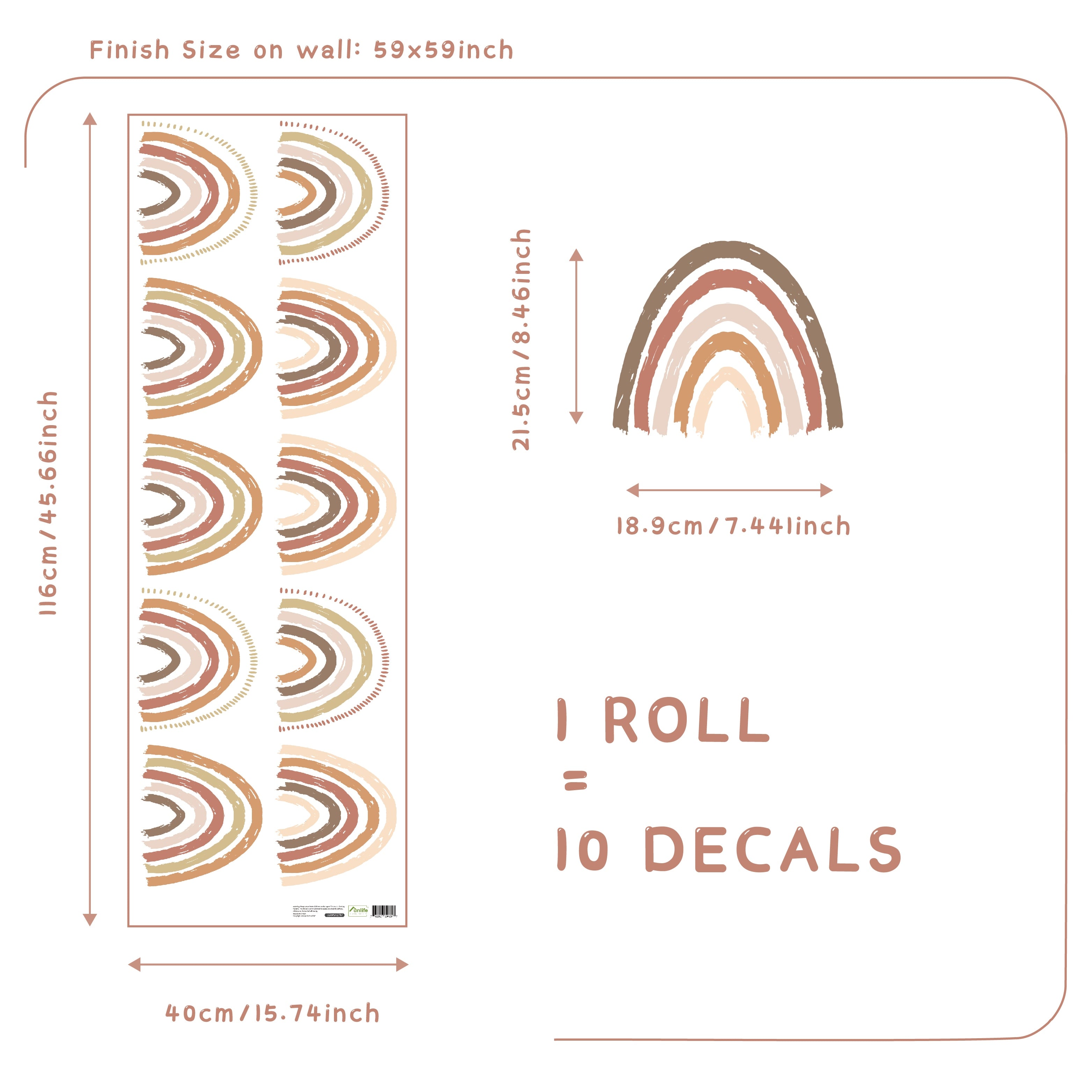 Small Colorful Rainbows Wall Decals