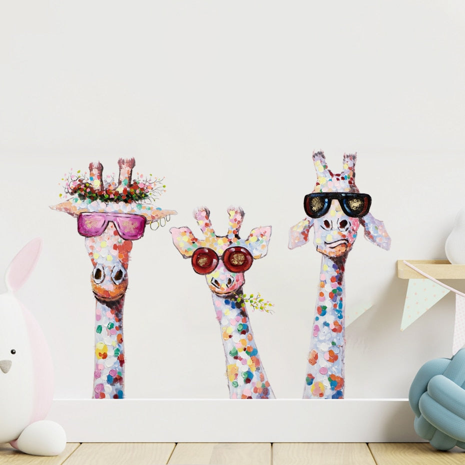 Cool Giraffe Family Wall Decals