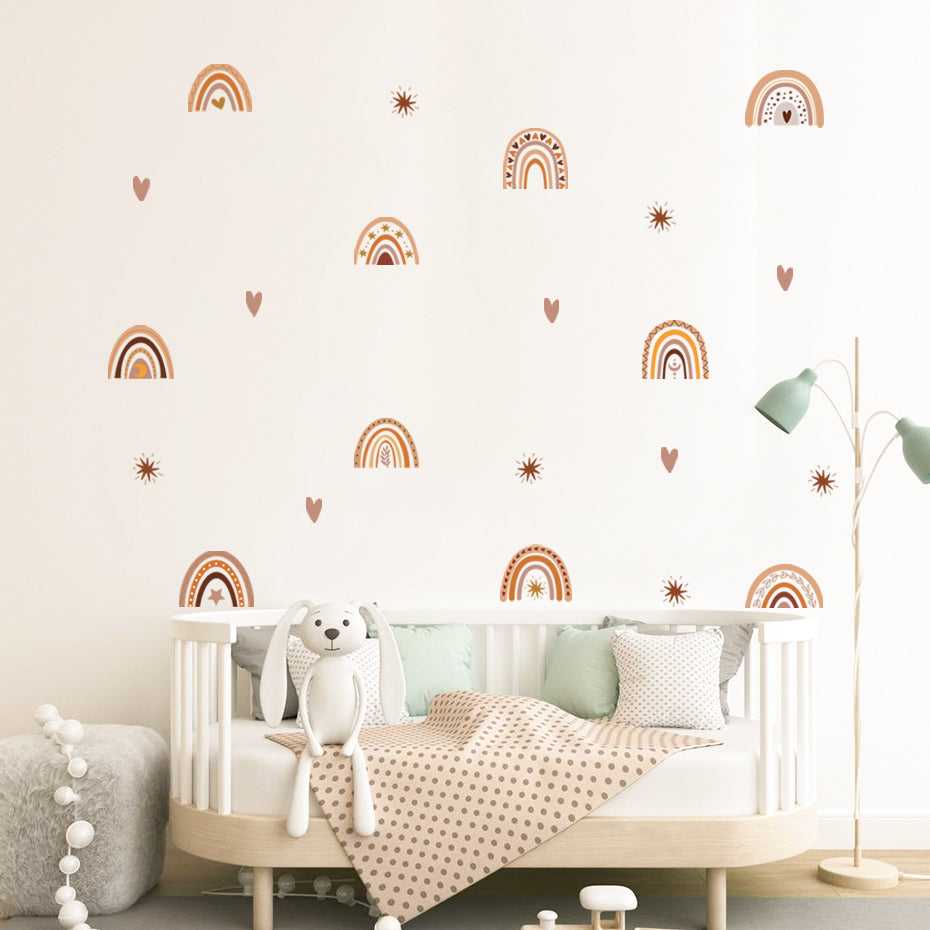 Boho Rainbows Hearts Wall Decals