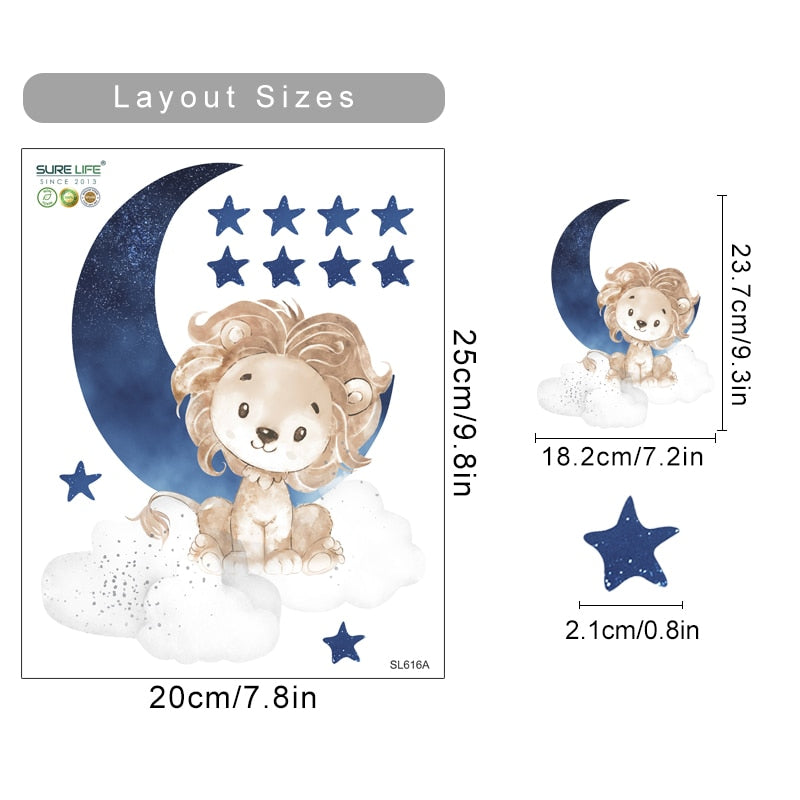 Moon Star Animals Wall Decals