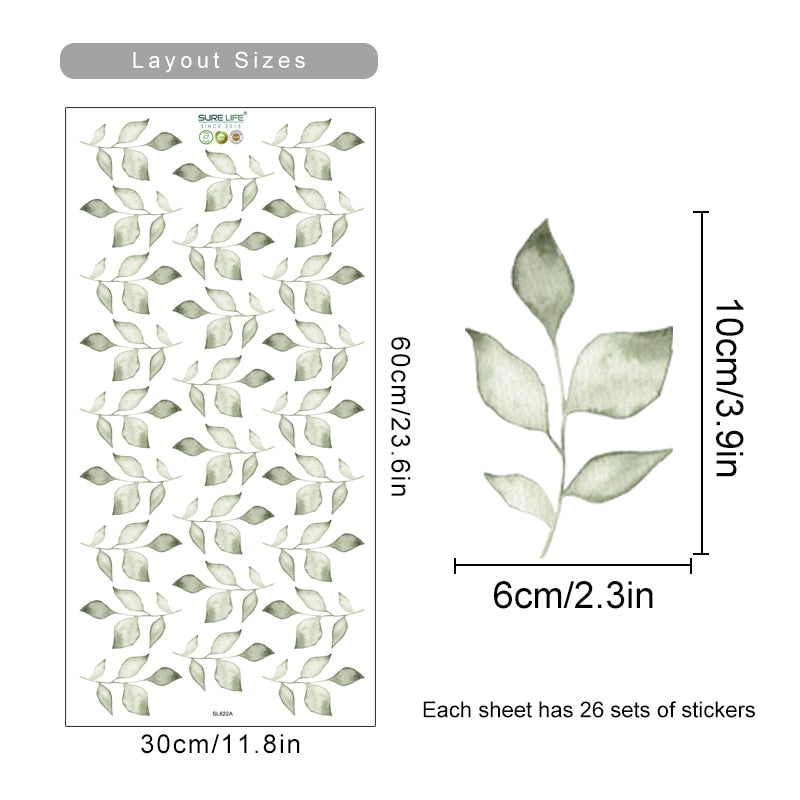 Green Leaves Pattern Wall Decals
