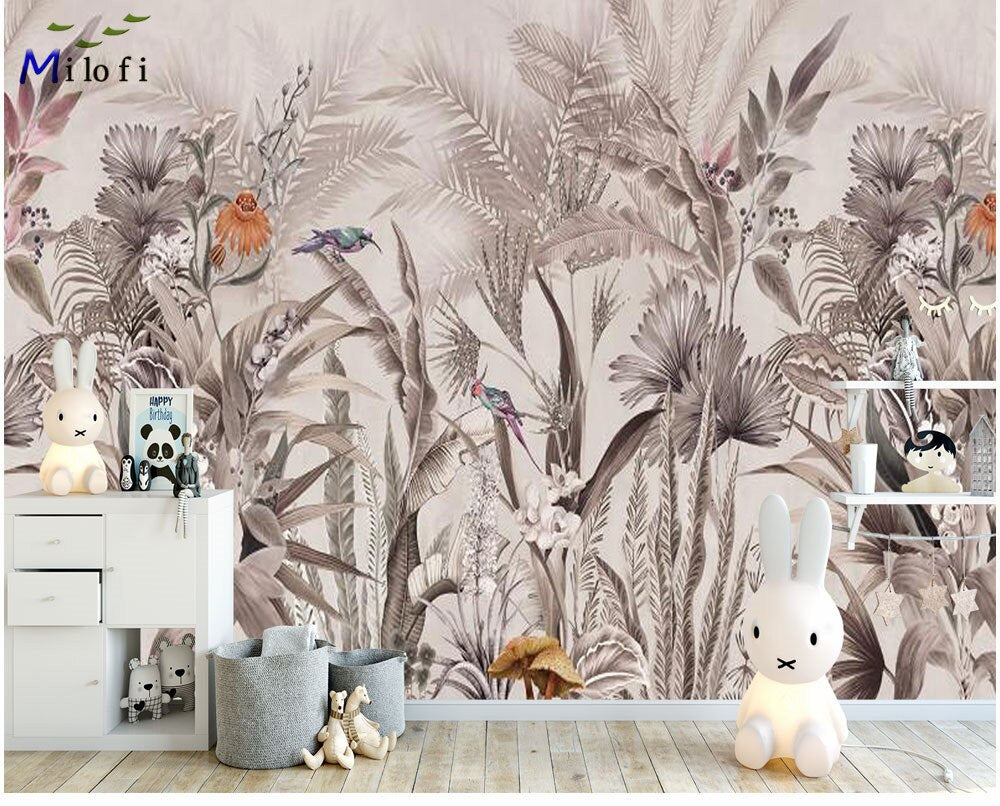 Colorful Tropical Plants Wallpaper Mural