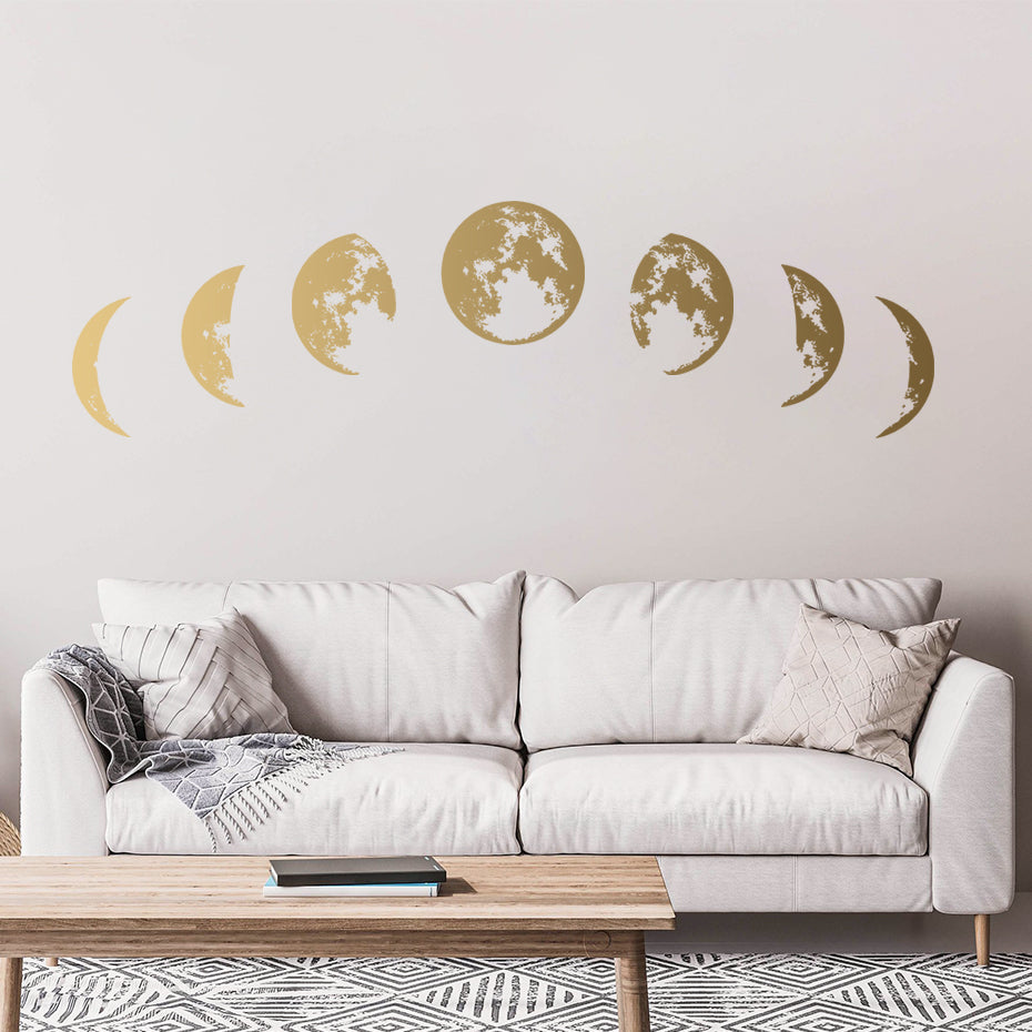 Nursery Wall Decals Gold Silver Moon Phase