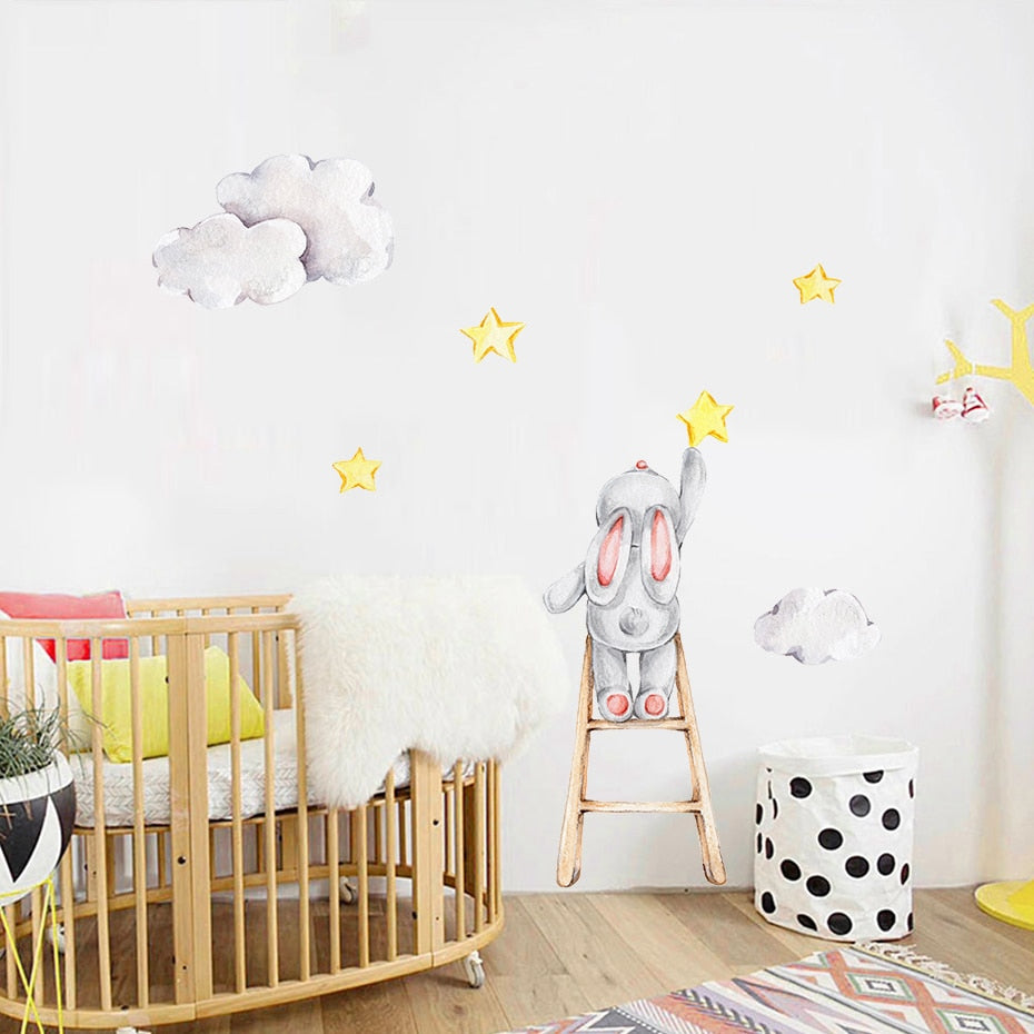 Nursery Wall Decals Bunny on the Stairs