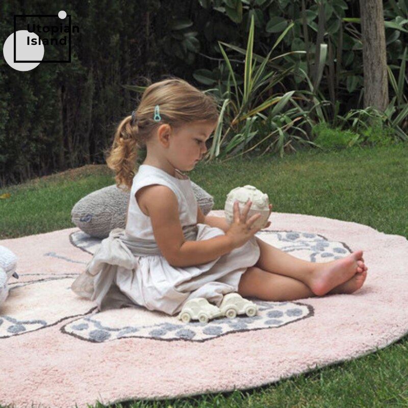 Area Round Rug Pink Butterfly