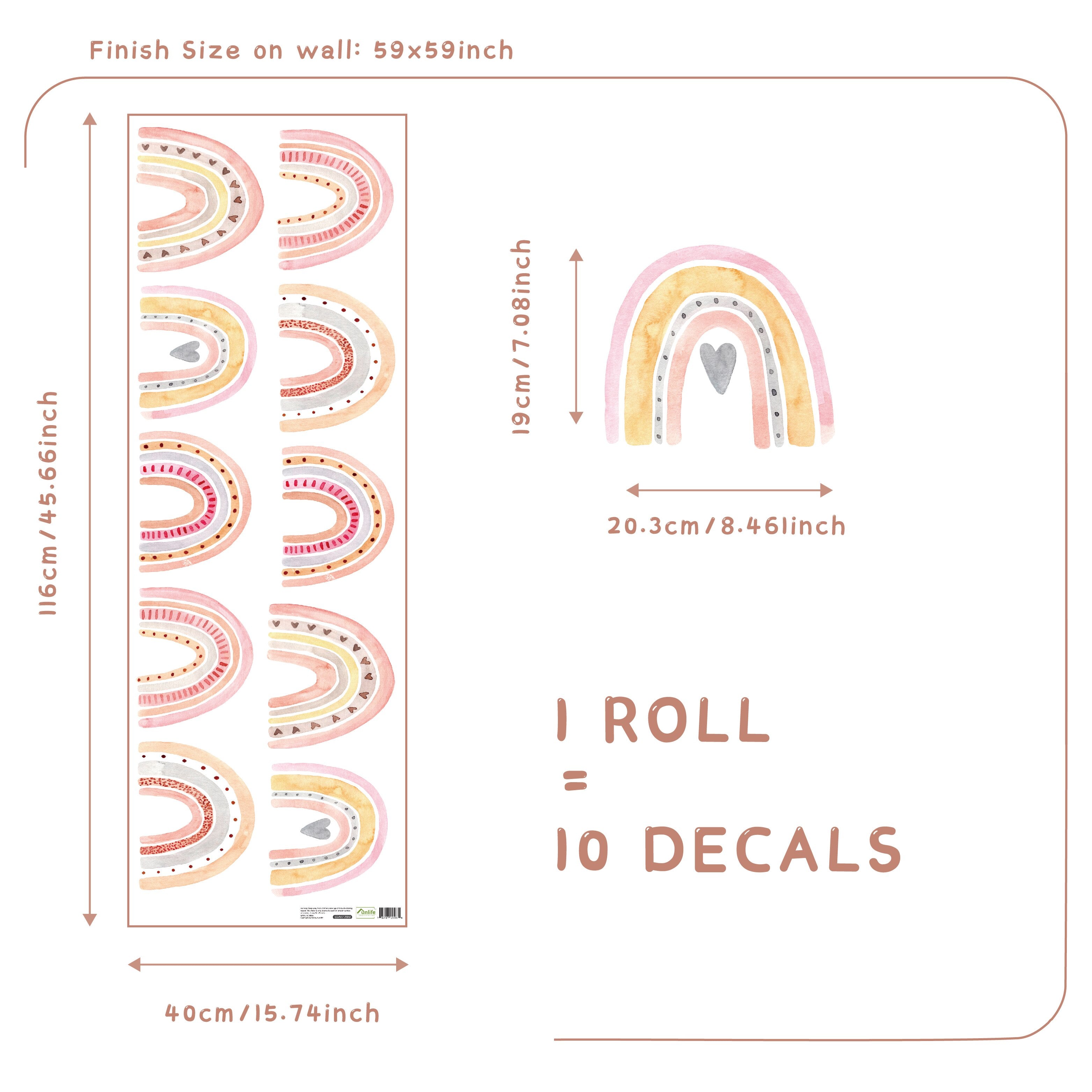 Small Colorful Rainbows Wall Decals