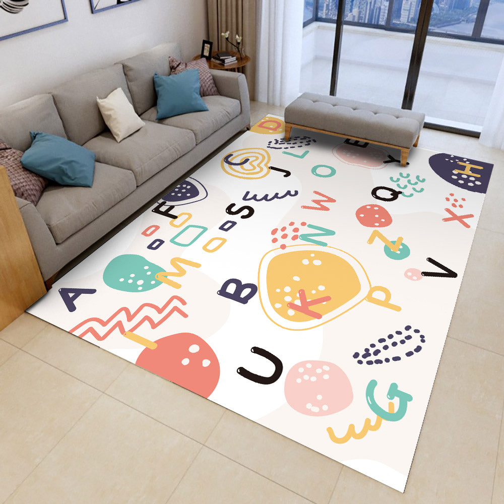 Cartoon Style Alphabet Rectangle Area Rug