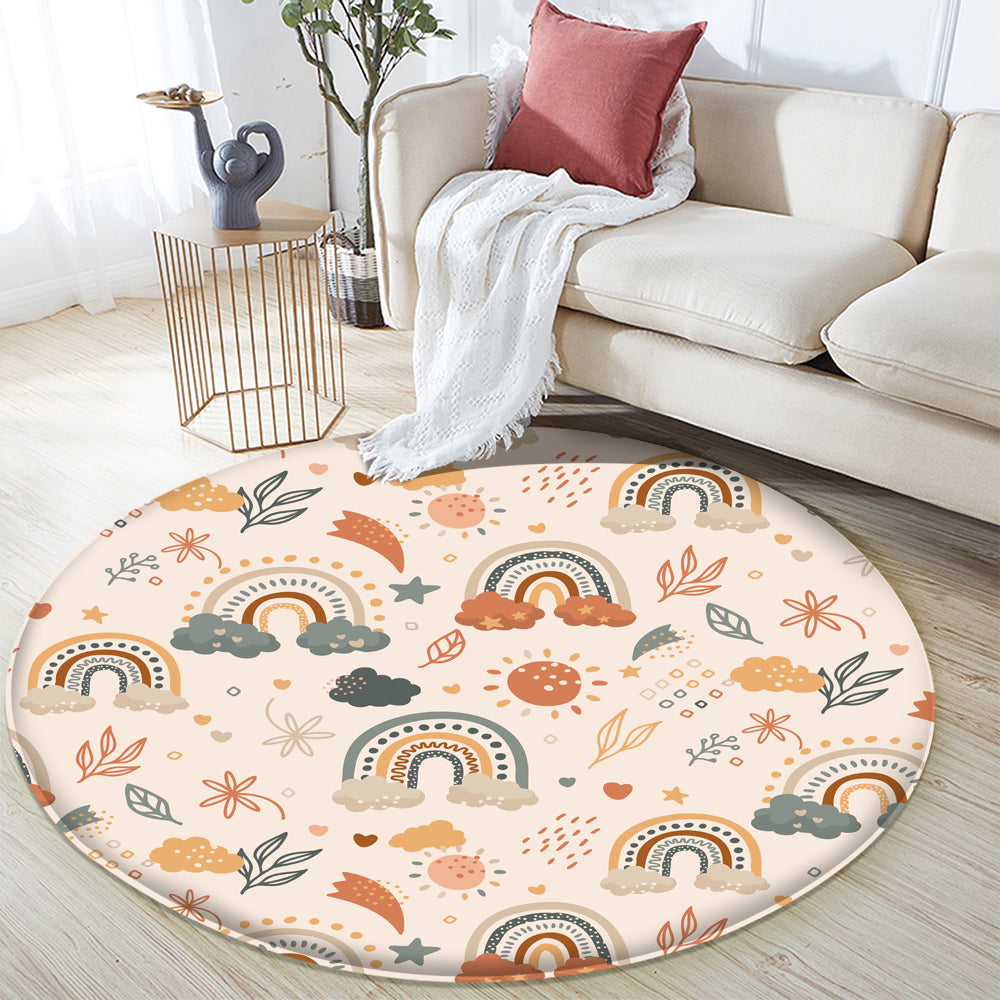 Nursery Cartoon Style Area Round Rug