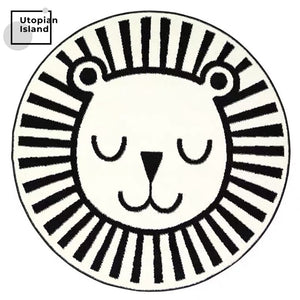 Area Round Rug Tiger Portraits