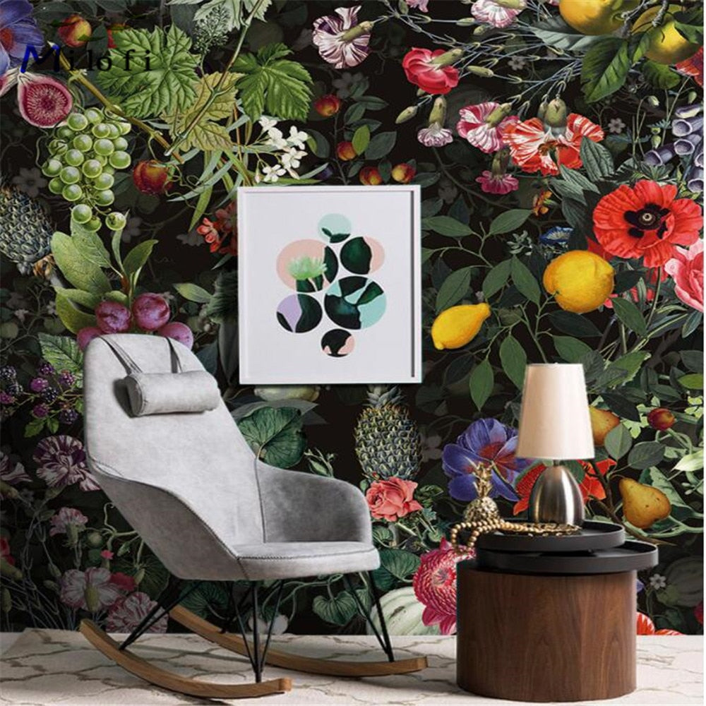 Hand-painted Flower Fruit Garden Wallpaper Mural