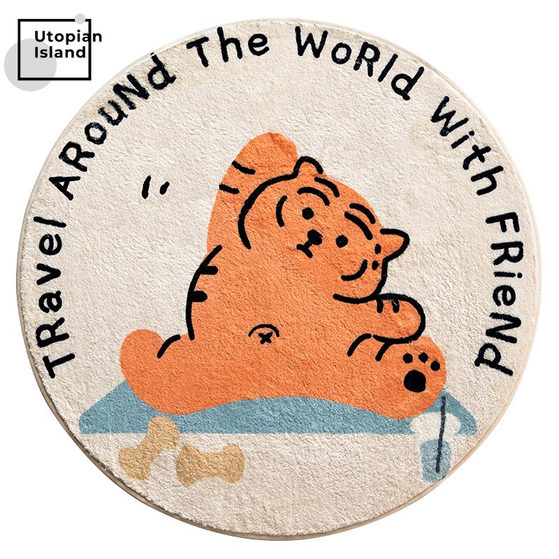 Area Round Rug Animal Friends