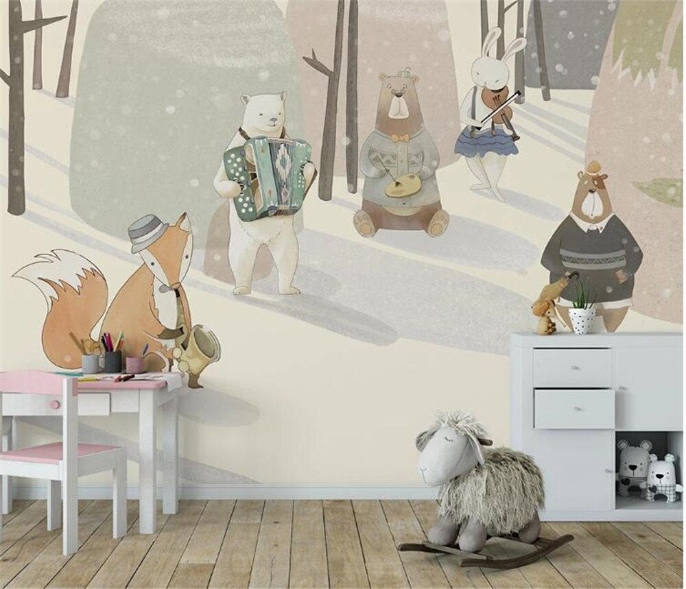 Winter Animal Music Band Wallpaper Mural