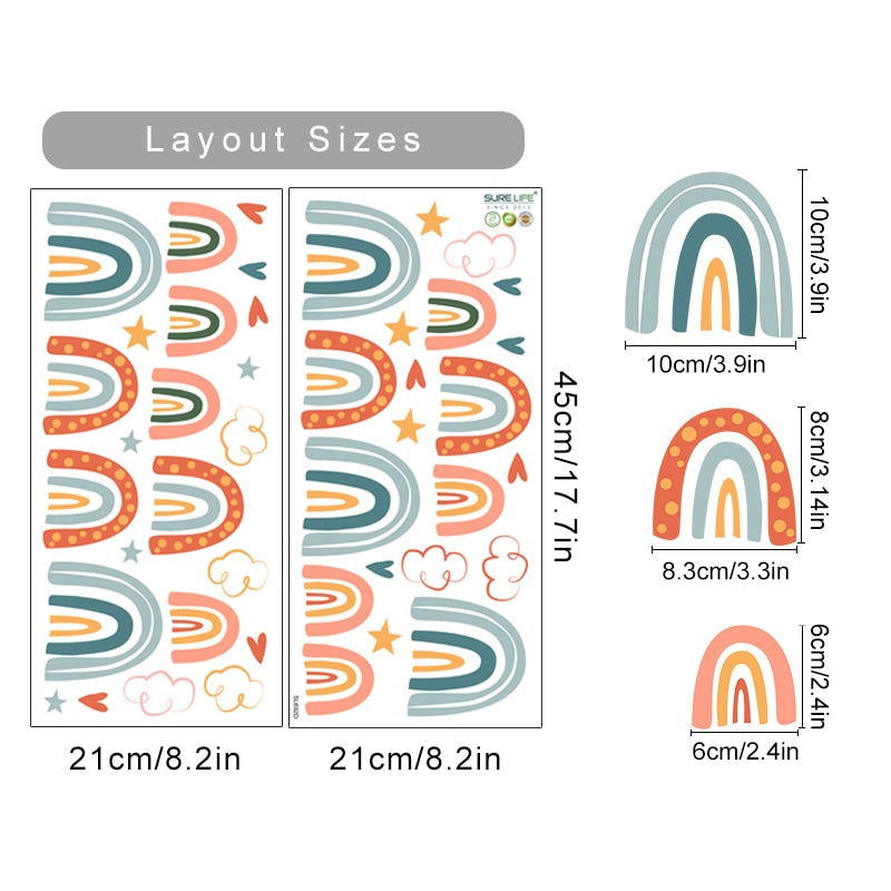 Cartoon Wall Decals Rainbow Patterns