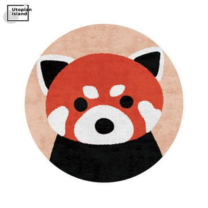 Area Round Rug Cute Animal Portraits