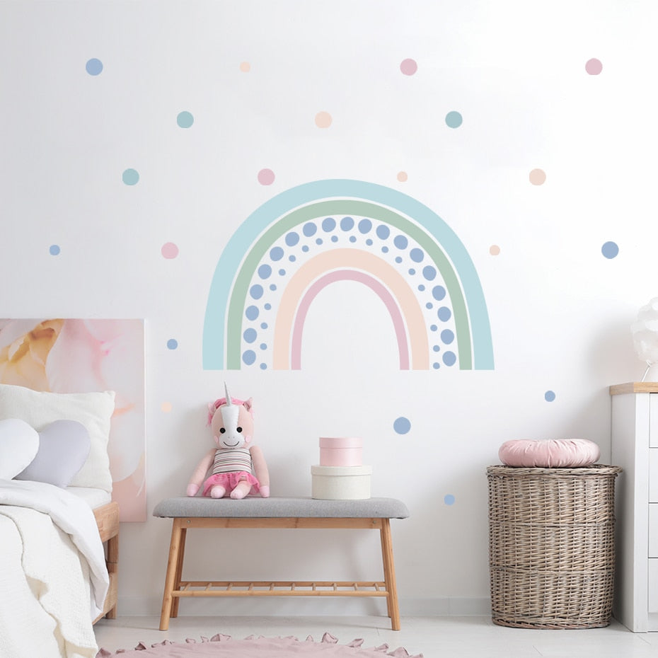 Rainbow Polka Dot Wall Decals