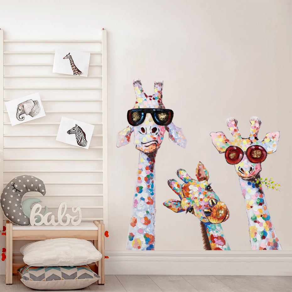 Cool Giraffe Family Wall Decals