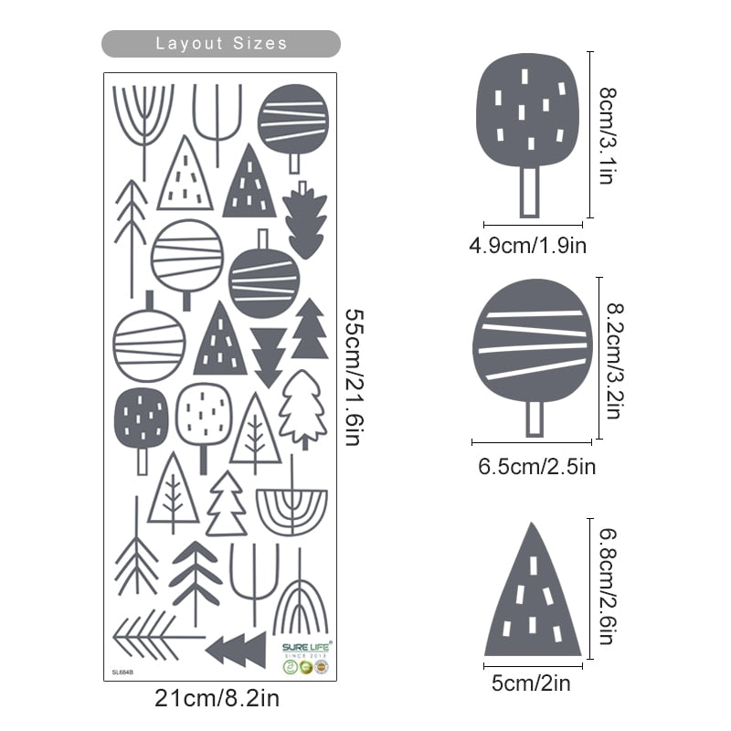 Nordic Woodland Trees Wall Decals