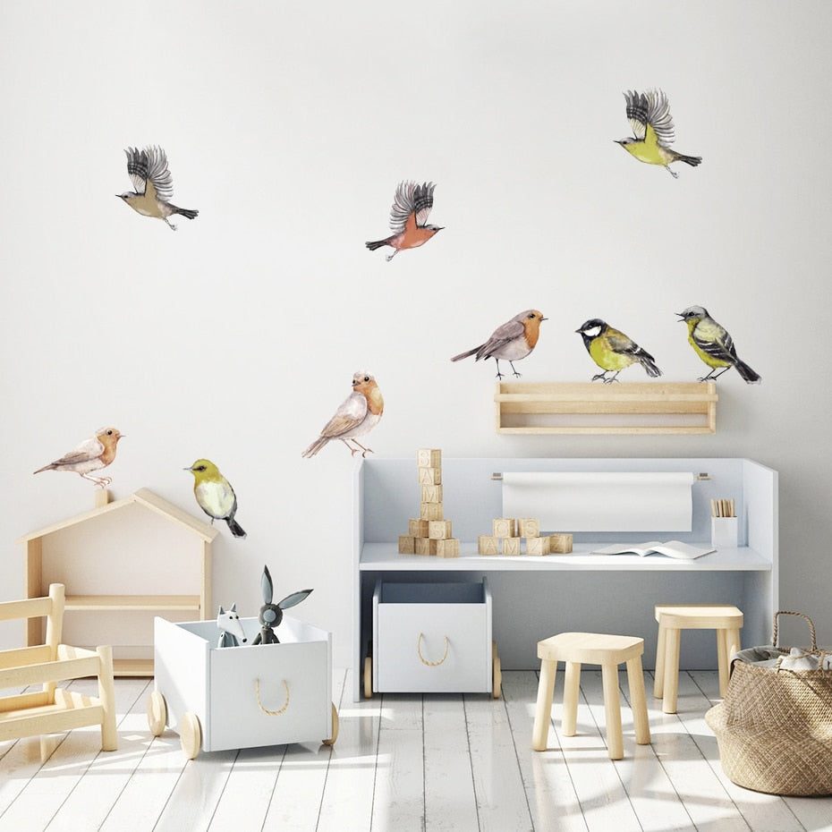 Nursery Wall Decals Birds Tit Finch Sparrow