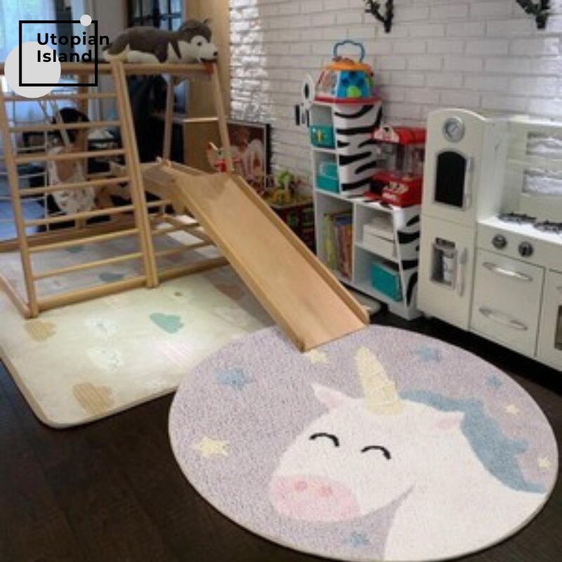 Area Round Rug Cute Unicorn