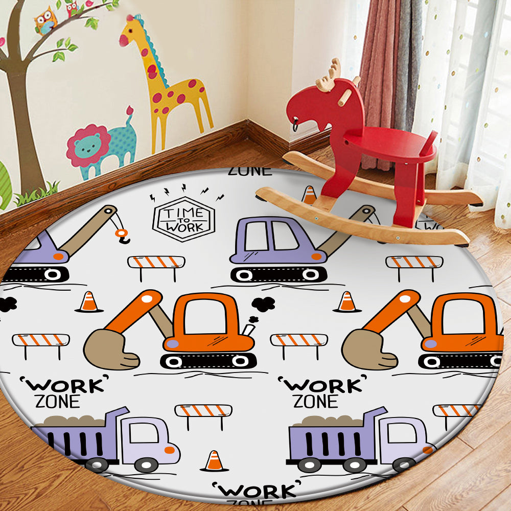 Nursery Cartoon Style Area Round Rug