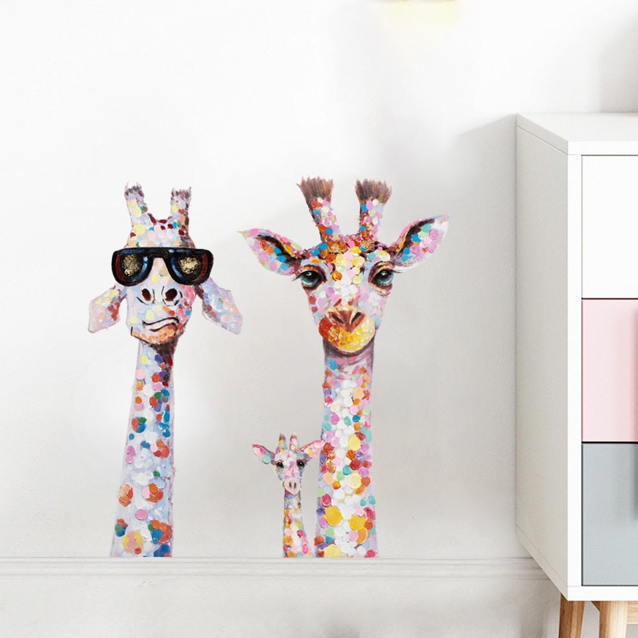 Cool Giraffe Family Wall Decals