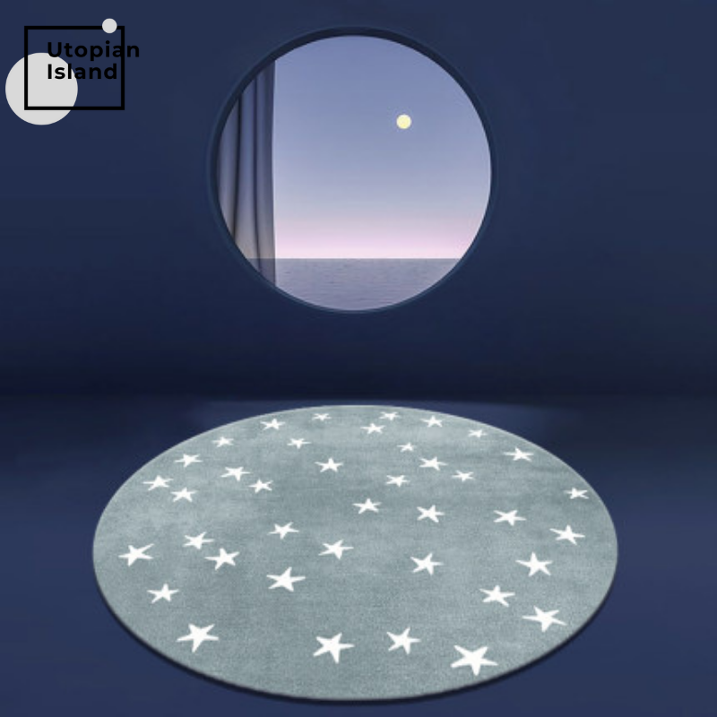 Area Round Rug Stars Pattern