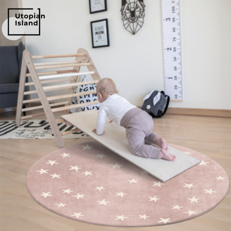 Area Round Rug Stars Pattern