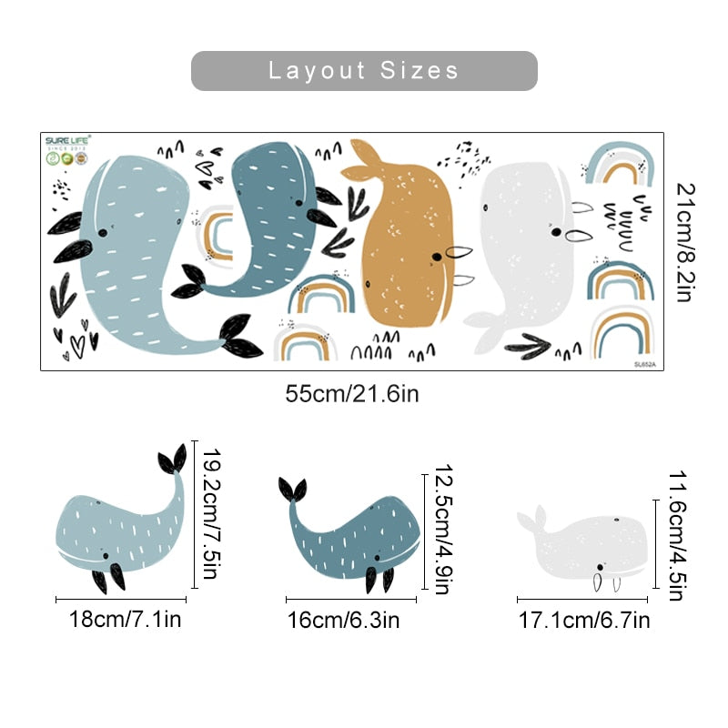 Cartoon Wall Decals Rainbow Dolphins