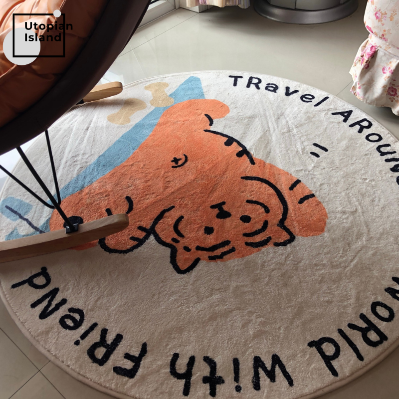 Area Round Rug Animal Friends