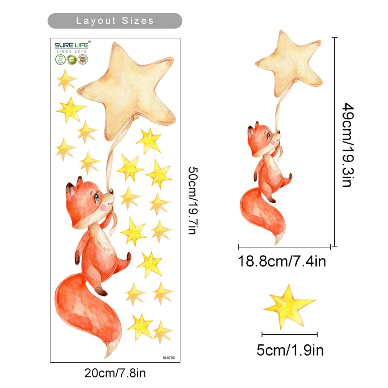 Cartoon Cute Fox Wall Decals
