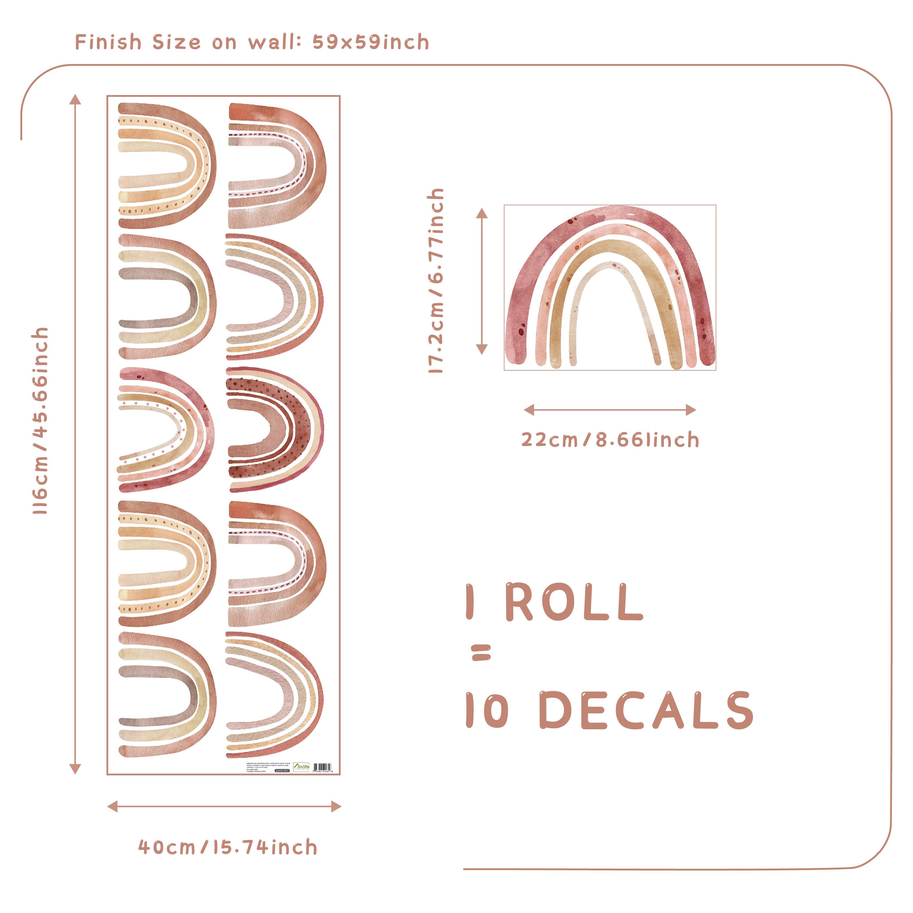 Small Colorful Rainbows Wall Decals